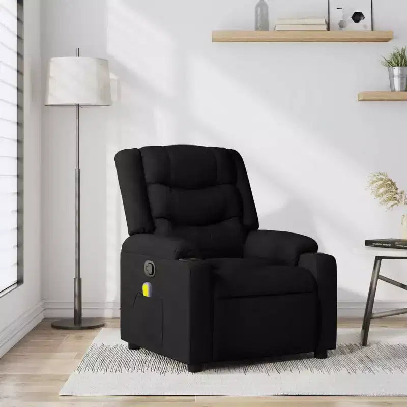 Sillón reclinable de masaje de tela negra, 1 persona, reclinación manual