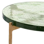 Mesa auxiliar de metal redonda verde y dorada - Mesa auxiliar para 1 persona