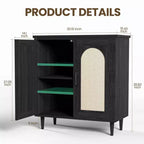 Aparador de mimbre natural, marco de madera, 1-2 unidades
