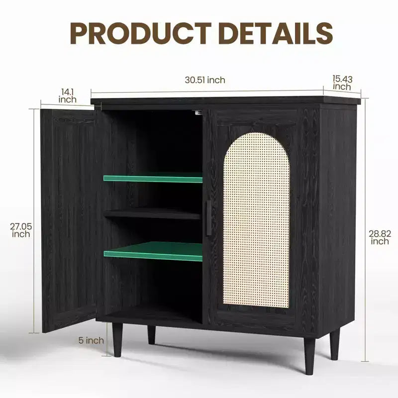 Aparador de mimbre natural, marco de madera, 1-2 unidades