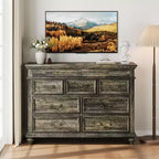 Acekool 9-Drawer Dresser  Farmhouse Chest with Metal Handles, Wide Top, Anti-Tip Anchor