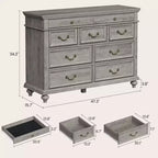 Cómoda de madera de 9 cajones – Colores contrastantes (blanco/marrón) y gris, para adultos