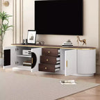 Mueble de TV de 180 cm con 3 cajones, negro/blanco, para televisores de hasta 80"