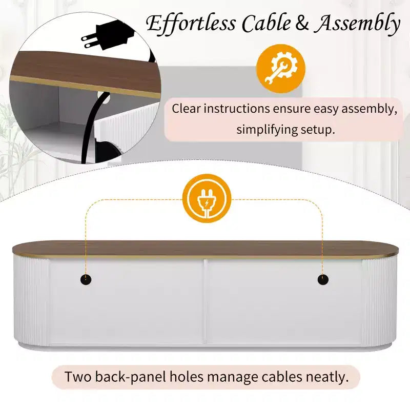 Mueble de TV de 180 cm con 3 cajones, negro/blanco, para televisores de hasta 80"