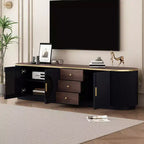 Mueble de TV de 180 cm con 3 cajones, negro/blanco, para televisores de hasta 80"