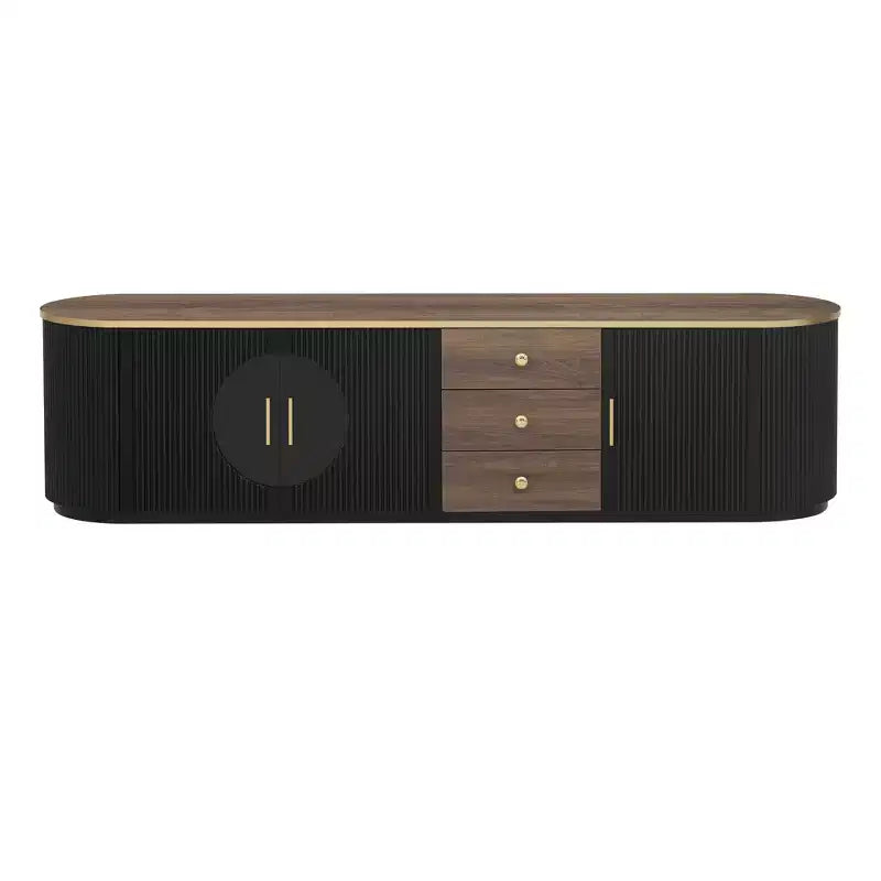 Mueble de TV de 180 cm con 3 cajones, negro/blanco, para televisores de hasta 80"