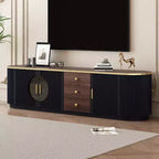Mueble de TV de 180 cm con 3 cajones, negro/blanco, para televisores de hasta 80"