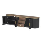 Mueble de TV de 180 cm con 3 cajones, negro/blanco, para televisores de hasta 80"