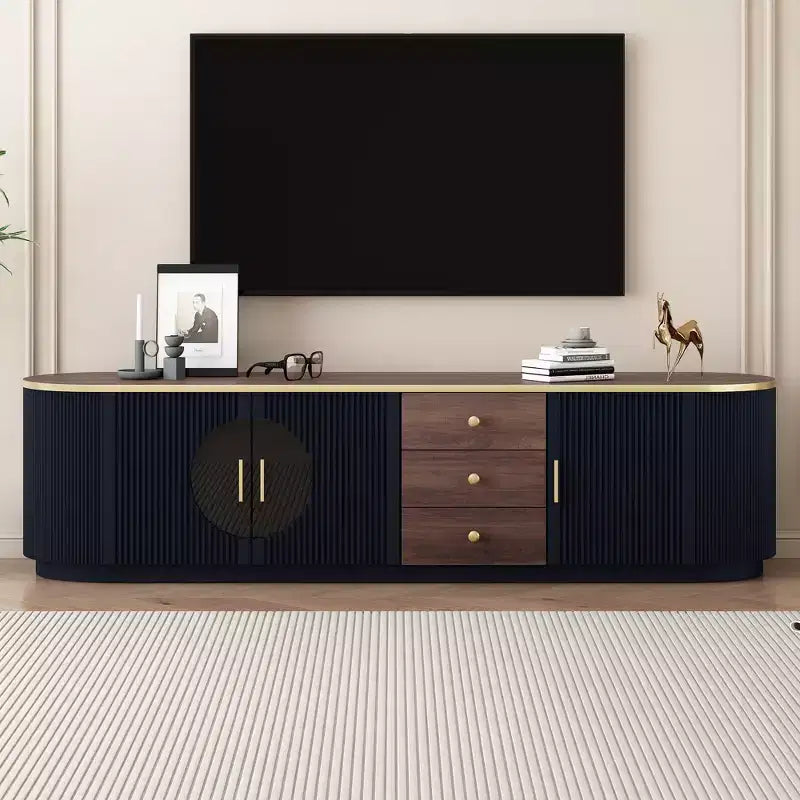 CLIHOME 70.8'' Modern Minimalist TV Stand for TVs up to 80 Inches, Entertainment Center with 3 Drawers
