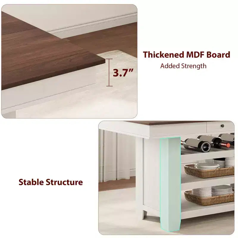 Mesa de comedor rectangular rústica gris/blanco-marrón, altura de mostrador, 6 asientos, juego de 2 piezas