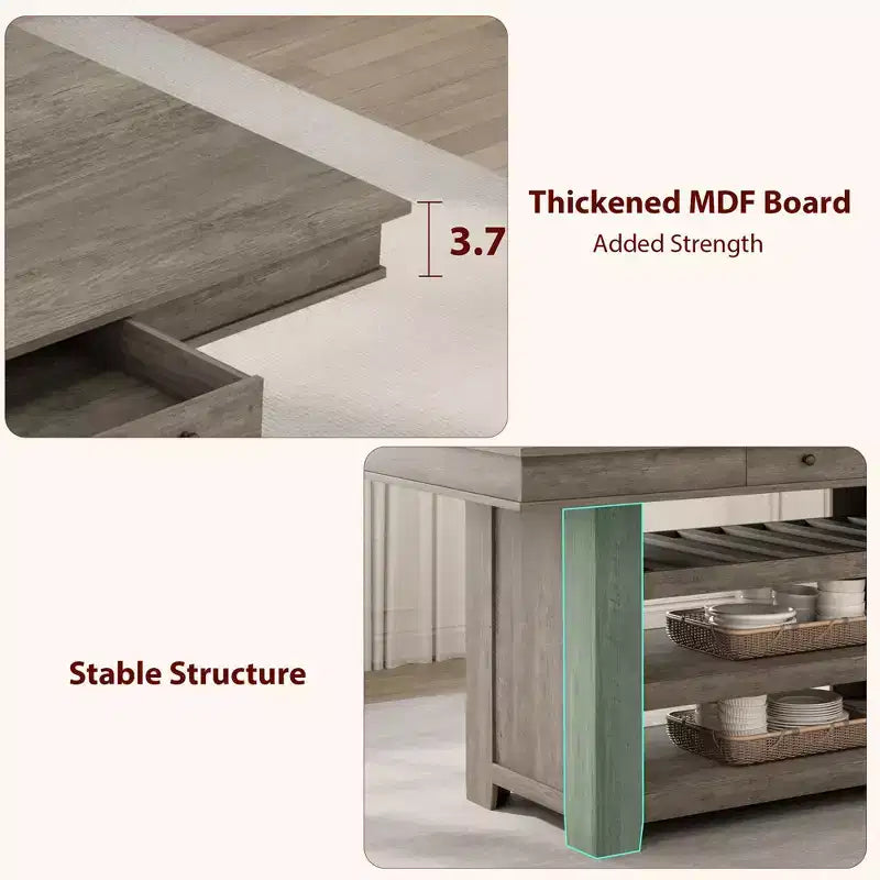 Mesa de comedor rectangular rústica gris/blanco-marrón, altura de mostrador, 6 asientos, juego de 2 piezas