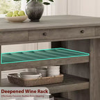 Mesa de comedor rectangular rústica gris/blanco-marrón, altura de mostrador, 6 asientos, juego de 2 piezas