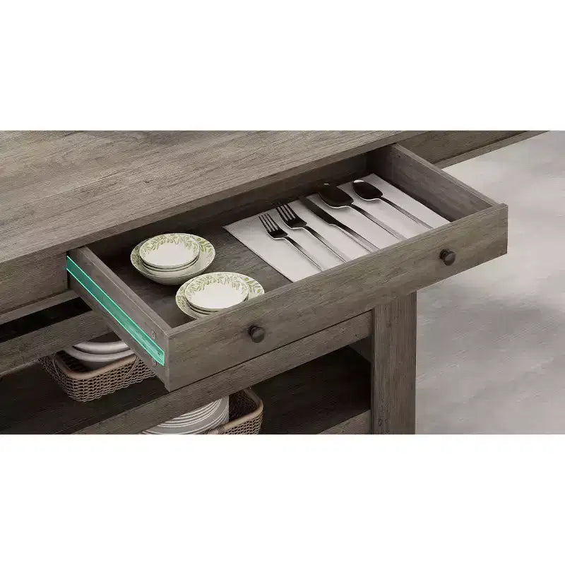 Mesa de comedor rectangular rústica gris/blanco-marrón, altura de mostrador, 6 asientos, juego de 2 piezas