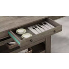 Mesa de comedor rectangular rústica gris/blanco-marrón, altura de mostrador, 6 asientos, juego de 2 piezas
