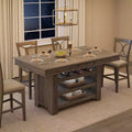 Garvee Counter Height Dining Table for 4-6, Farmhouse Tall Wooden Rectangular Bar Kitchen Table with Wine Rack Shelves