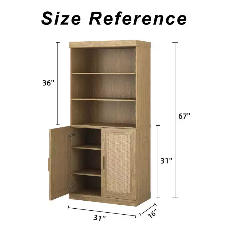 Mueble Armario Librería de 2 Puertas, Grano de Madera Negro y Marrón, Montaje por 1 Persona