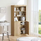 Mueble Armario Librería de 2 Puertas, Grano de Madera Negro y Marrón, Montaje por 1 Persona