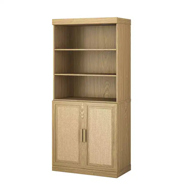 Mueble Armario Librería de 2 Puertas, Grano de Madera Negro y Marrón, Montaje por 1 Persona