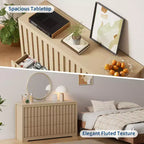 Cómoda acanalada blanca de 6 cajones, de mediados de siglo moderna, almacenamiento para dormitorio de adultos y niños