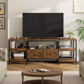 Industrial TV Stand with 2 Drawers, Entertainment Center, Rustic Media Console with Storage Shelves, Open Design & Metal Frame