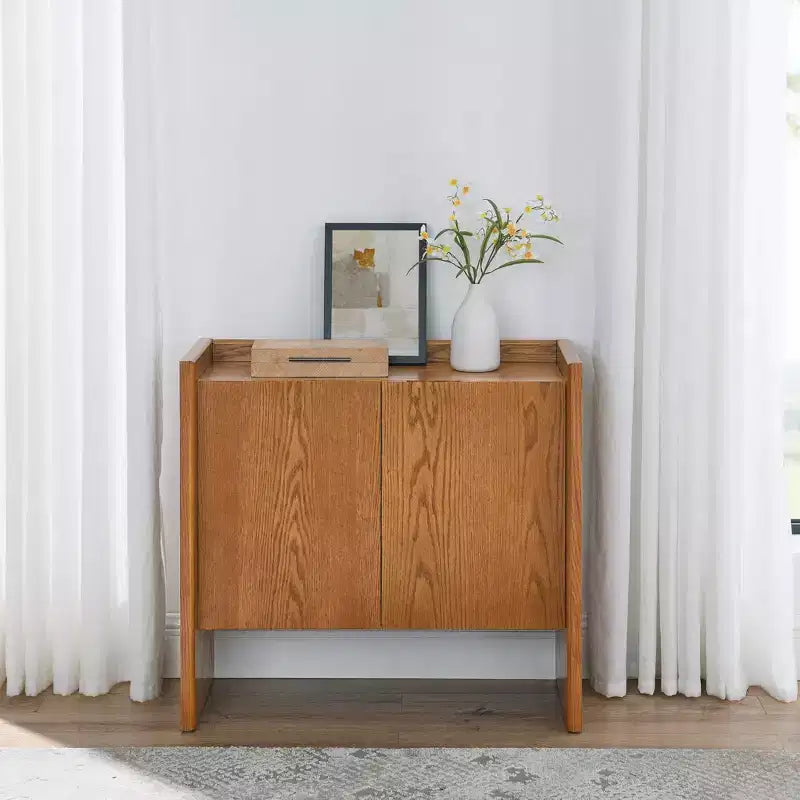 GDFStudio Slimz Vintage 33.9'' Wooden Storage Cabinet with Double-Door and Adjustable Shelf