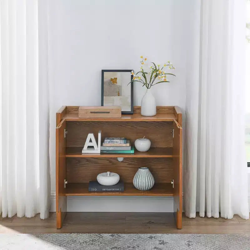 Armario de Almacenamiento de Doble Puerta con Acabado de Madera, 86 cm de Ancho, Montaje por 1 Persona