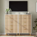 Cómoda de 5 cajones en negro/madera, estilo de rayas verticales, para uso individual