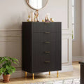 5 Drawer Dresser for Bedroom, with Gold Handle and 5 Large Drawer, Wood Chest of Drawers and Storage Organizer