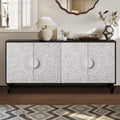Vintage White Faceted Carved Door Cabinet