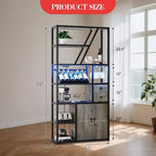Estante de panadero de granja negro/marrón/gris – Soporte para microondas con toma de corriente, luz LED y botellero, montaje para 1 persona