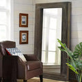 PexFix 31 in. W x 71 in. H Farmhouse Rectangular Solid Wood Framed Full Length Leaning Mirror in Brown