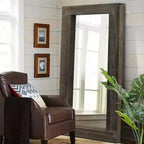 PexFix 31 in. W x 71 in. H Farmhouse Rectangular Solid Wood Framed Full Length Leaning Mirror in Brown
