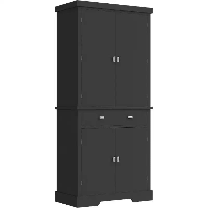 72 Kitchen Pantry Cabinet, Tall Storage Cabinet with 6 Door Shelves, 2 Cabinets 4 Adjustable Shelves and 1 Drawer