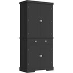 72 Kitchen Pantry Cabinet, Tall Storage Cabinet with 6 Door Shelves, 2 Cabinets 4 Adjustable Shelves and 1 Drawer