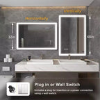 Espejo de baño con marco de aluminio plateado, LED antivaho – 1 persona