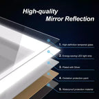 Espejo de baño con marco de aluminio plateado, LED antivaho – 1 persona