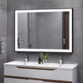 Maxax Modern Space Aluminum Framed Led Lighted Dimmable Anti-Fog Tempered Glass Bathroom / Vanity Mirror