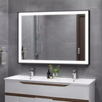 Maxax Modern Space Aluminum Framed Led Lighted Dimmable Anti-Fog Tempered Glass Bathroom / Vanity Mirror