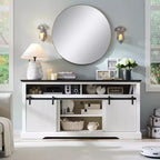 Mueble de TV con puertas correderas (marrón/natural/blanco) para televisores de hasta 70 pulgadas