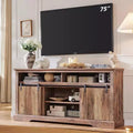 Mueble de TV con puertas correderas (marrón/natural/blanco) para televisores de hasta 70 pulgadas