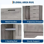 Armario / Ropero de Madera Gris / Roble Natural / Blanco con 4 Cajones y Barra para Colgar, 1 Persona