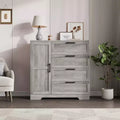 Wood Armoire Wardrobe Closet with 4 Drawers and Door, 43.3 H Bedroom Wardrobe Cabinet with Hanging Rod, Clothing Storage Cabinets