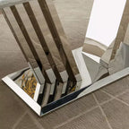 Mesa de comedor rectangular de mármol sintético, moderna, plateada/dorada, de 178 cm, para 6 personas