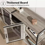Mueble de TV gris claro estilo rústico para televisores de hasta 75 pulgadas