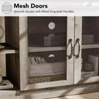 Mueble de TV gris claro estilo rústico para televisores de hasta 75 pulgadas