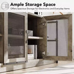 Mueble de TV gris claro estilo rústico para televisores de hasta 75 pulgadas