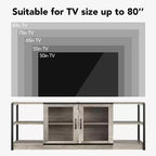 Mueble de TV gris claro estilo rústico para televisores de hasta 75 pulgadas