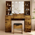 Makeup Vanity Desk, Vanity Set Dressing Table With 5 Drawers ,6 Open Shelves & 1 Cabinets and Multiple Shelves, Large Vanity 45.2L