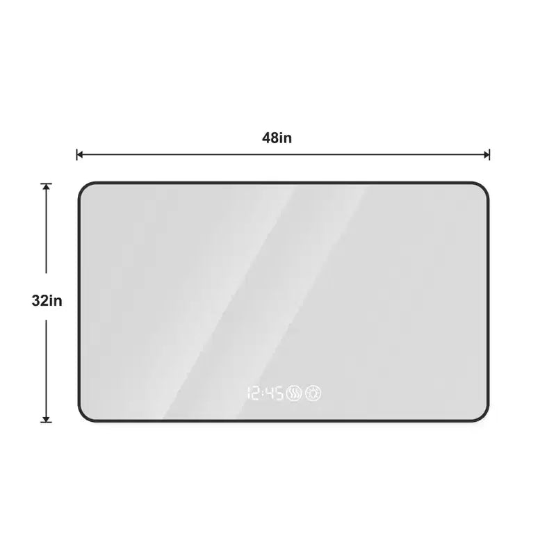 Espejo de pared LED de aluminio negro, 48x32 pulgadas, un solo tocador