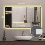 Espejo de pared LED de aluminio negro, 48x32 pulgadas, un solo tocador